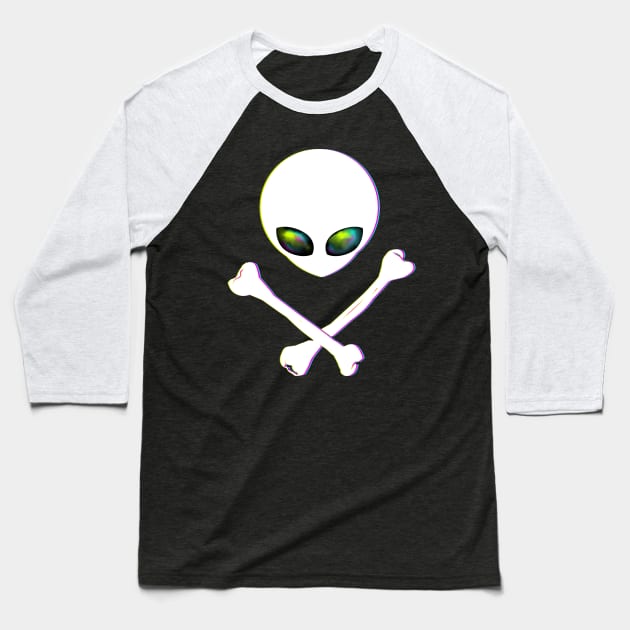 Alien Crossbones Baseball T-Shirt by ActualLiam